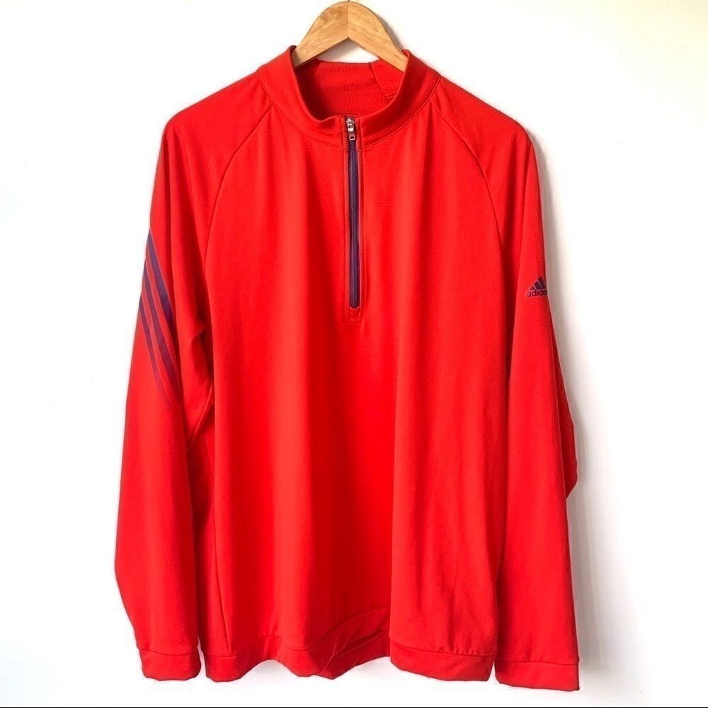 ADIDAS MENS HALF ZIP TRACK JACKET RED SIZE LARGE